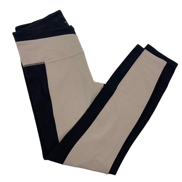 Athleta Chroma 7/8 Legging in Powervita Beige Black Criss Cross Waist M - Picture 7 of 12